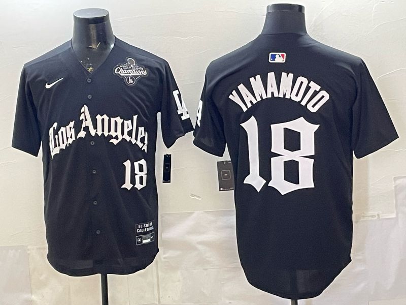 Men 2026 Los Angeles Dodgers #18 Yamamoto Black 5th generation Joint Name Nike MLB Jersey style 05->los angeles dodgers->MLB Jersey